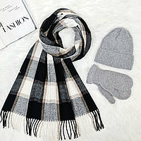 Комплект жіночий зимовий ангора з вовною (шапка+шарф+рукавиці) ODYSSEY 56-58 см сірий 12208 - 8064 - 4110