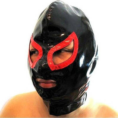 Чорно-червона лакова маска на обличчя для БДСМ Talla