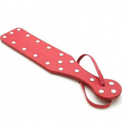 Червона шкіряна шлепалка з заклепками для БДСМ Talla