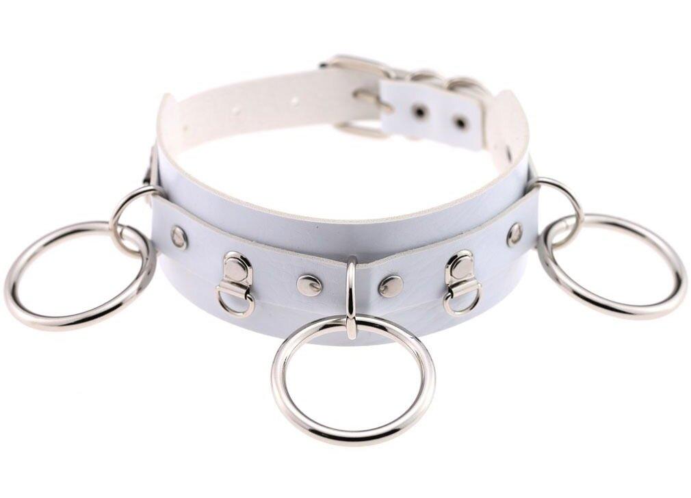 Чокер-нашийник з кільцями білий SKN Talla, фото 1