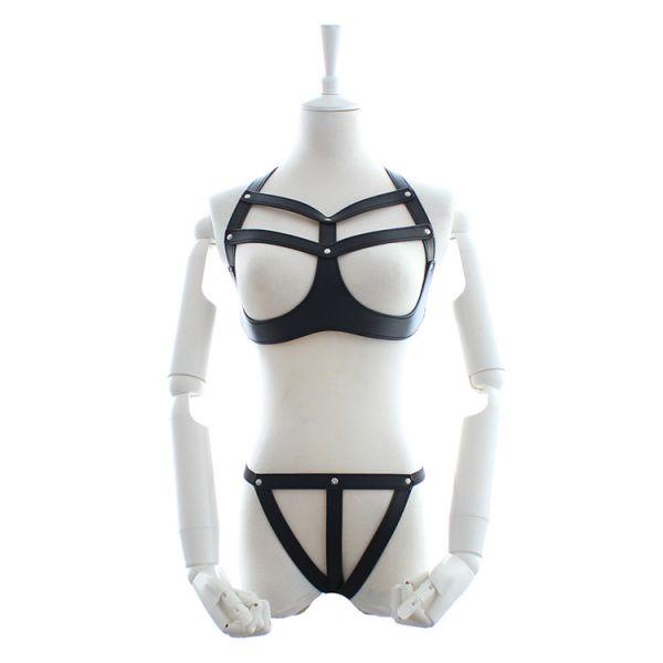 Шкіряна портупея на все тіло чорне Foxshow Talla, фото 1