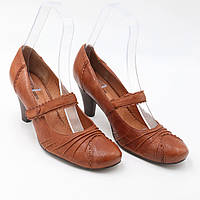 Туфли женские классические кожаные на каблуке 7.5 см светло коричневые размеры .39 Conni код-(1770) 39