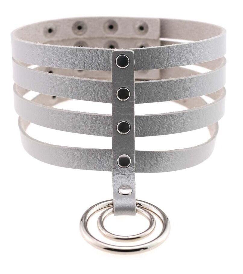 Чокер-нашийник з кільцем для БДСМ сірий Talla, фото 1