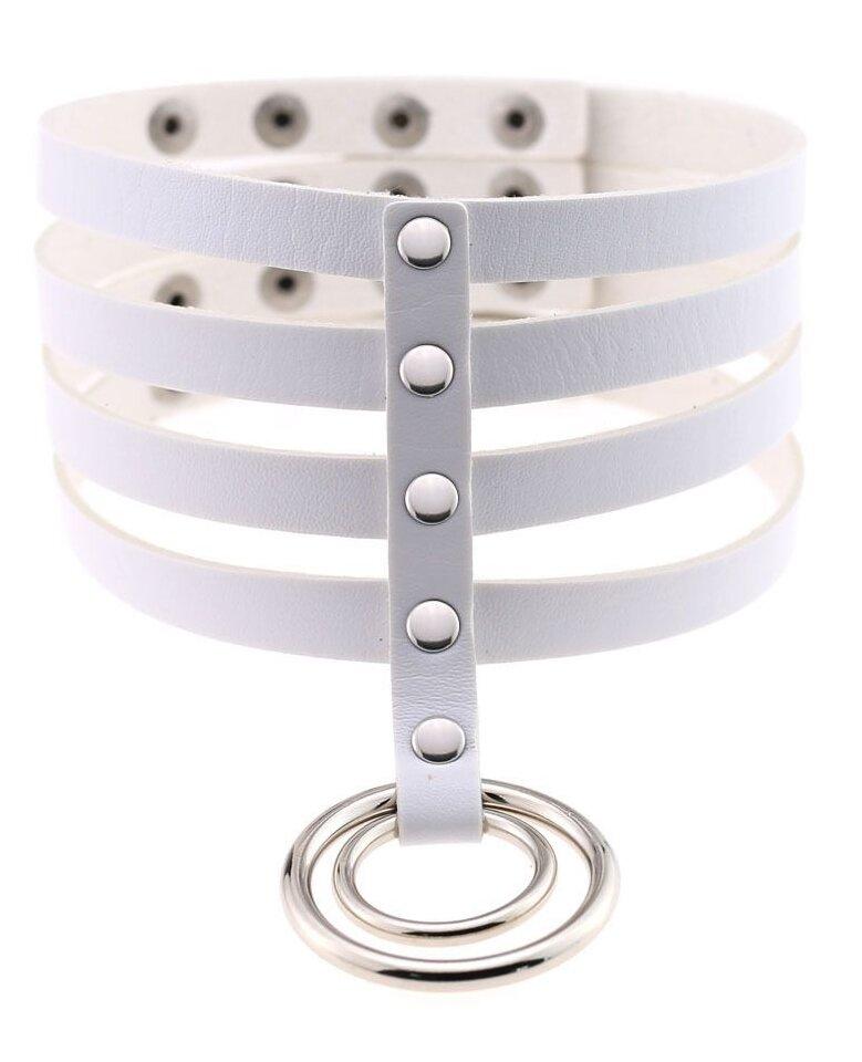 Чокер-нашийник з кільцем білий SKN-AS21 Talla, фото 1