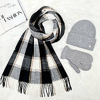 Комплект жіночий зимовий ангора з вовною (шапка+шарф+рукавиці) ODYSSEY 56-58 см сірий 12129 - 8064 - 4110