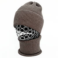 Комплект жіночий демісезонний котоновий шапка+шарф-снуд ODYSSEY 56-59 см капучіно 12258 - 12679