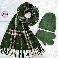 Комплект жіночий зимовий ангоровий (шапка+шарф+рукавиці) ODYSSEY 56-58 см Зелений 13805 - 8142 - 4142
