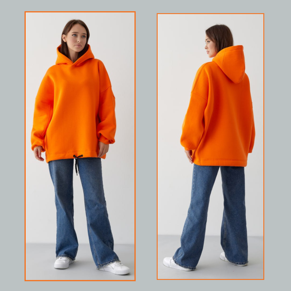 Тепла флісова жіноча кофта Худі OVERSIZE