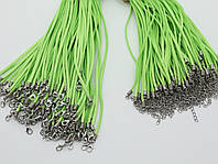 Світло-зелений Шнурок на шию із застібкою Замшевий з карабіном 50 см. Текстильний міцний Ремінець Фурнітура