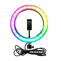 Светодиодная кольцевая лампа MJJ-36см USB LED RGB с держателем для телефона (F-S)