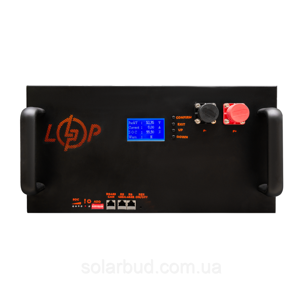 Акумулятор LP LiFePO4 51,2V - 100 Ah (5120Wh) (BMS 200A/100А) з LCD метал Smart RM RS485/CAN, фото 1