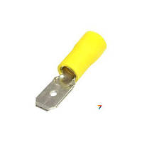 MDD5-250-YELLOW Наконечник кабельный ножевой. Вилка 6.3 мм, сечение кабеля 4.0 - 6.00 мм2, Желтый с частичной
