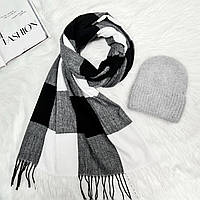 Комплект женский зимний ангоровый (шапка+шарф) ODYSSEY 55-58 см разноцветный 12123 - 1119