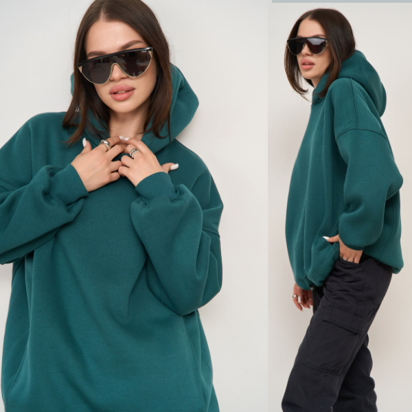 Тепла флісова жіноча кофта Худі OVERSIZE