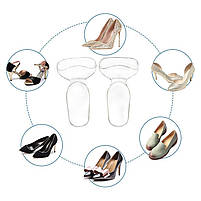 Силіконові вкладиші-підп'ятники для взуття 2 в 1 прозорі обрізні. Вставки у взуття для зменшення тиску, фото 10