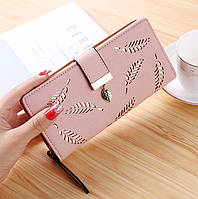 Кошелек женский кошелек клатч портмоне для девочек с листочками Seli Кошельок жіночий гаманець клатч портмоне