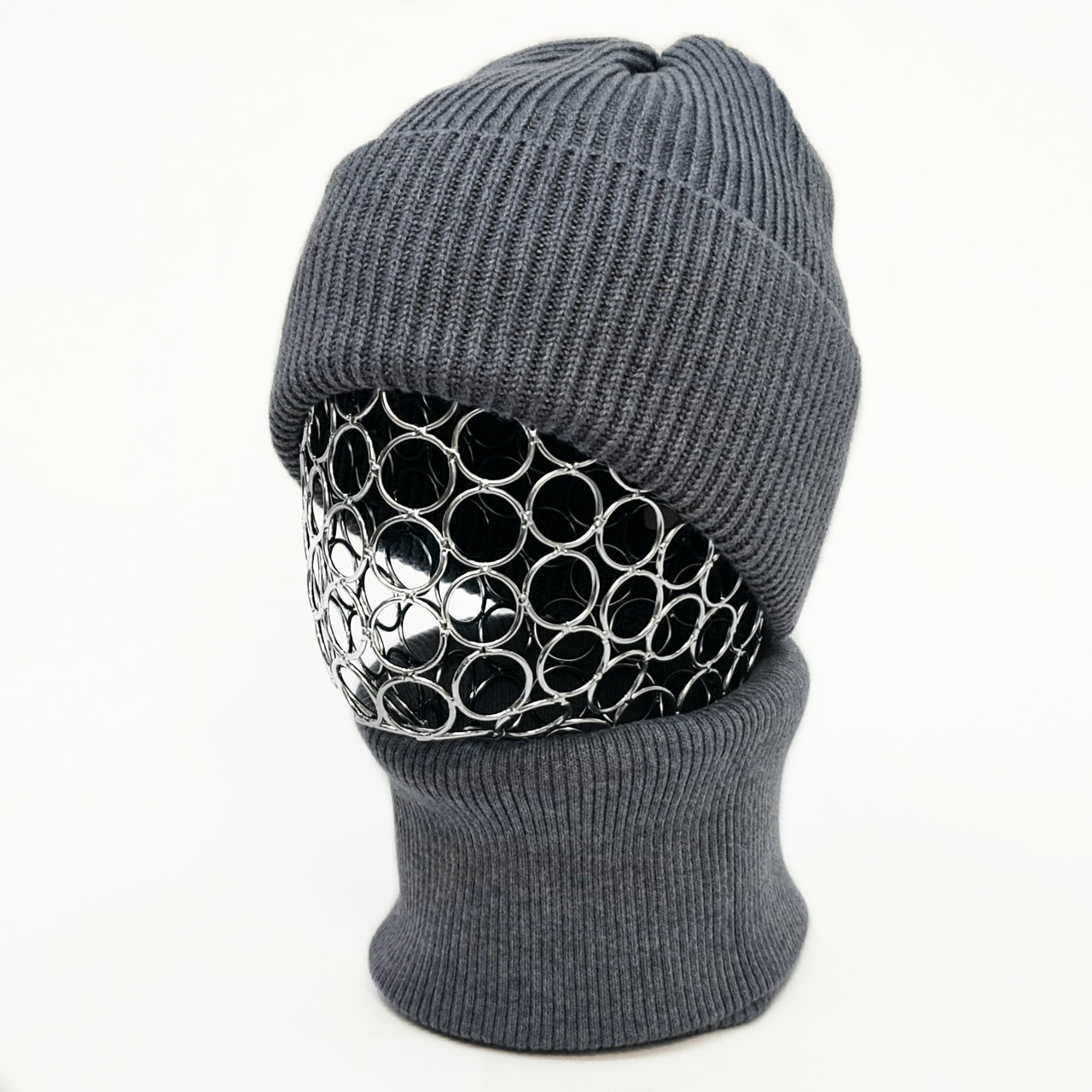 Комплект жіночий демісезонний котоновий шапка+шарф-снуд ODYSSEY 56-59 см сталевий 12261 - 12685