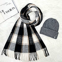 Комплект жіночий зимовий ангора з вовною (шапка+шарф) ODYSSEY 58-60 см маренго 12783 - 8064