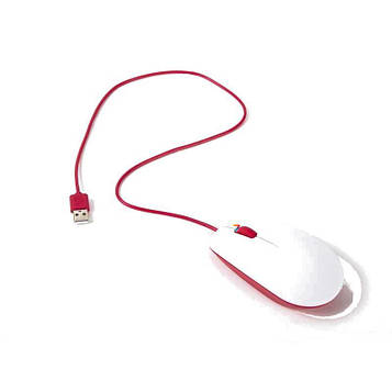 Raspberry Pi mouse Офіційна миша Raspberry Pi, доступна в малиновому червоно-білому кольорі.