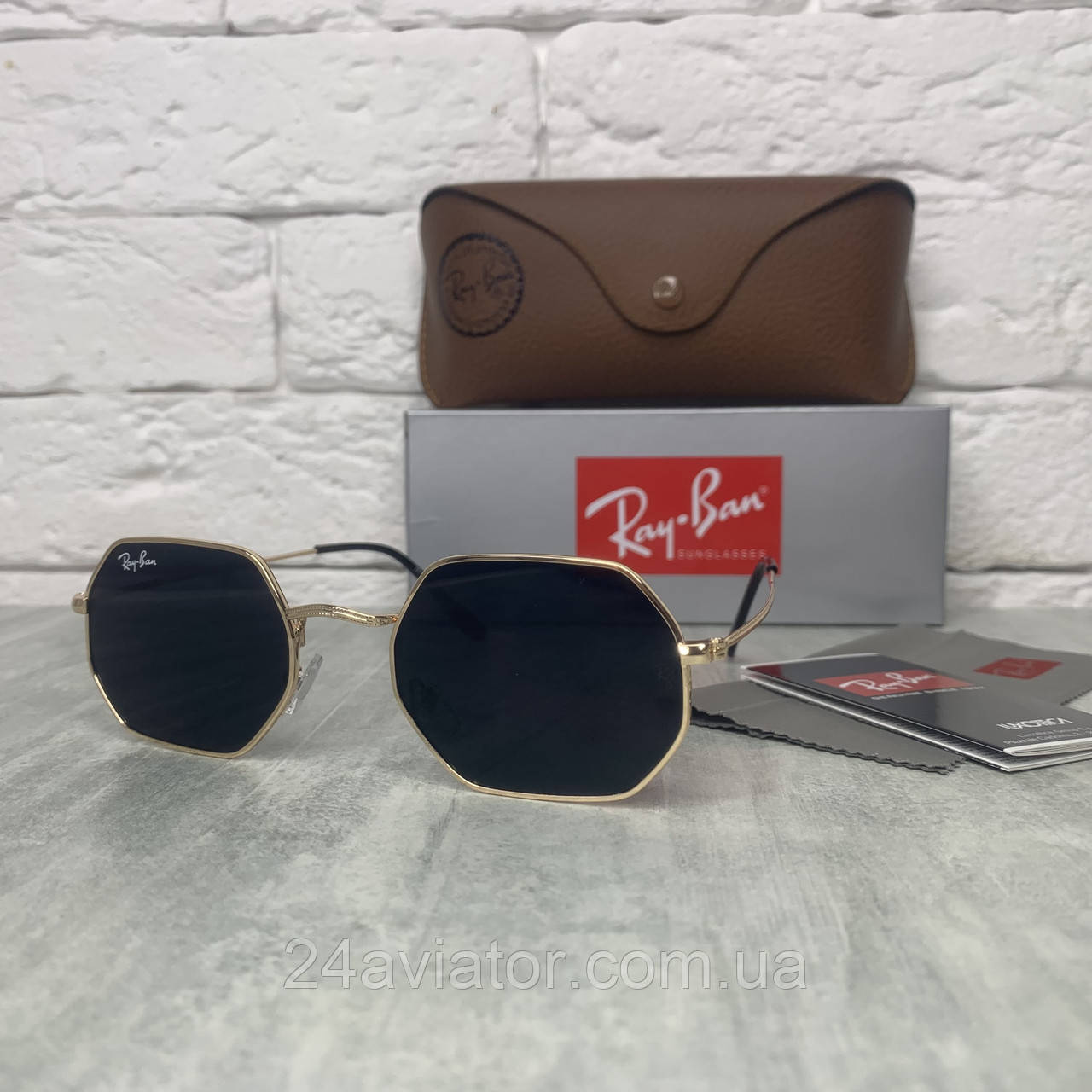 Сонцезахисні окуляри RAY BAN 3556 OCTAGONAL чорний у золоті