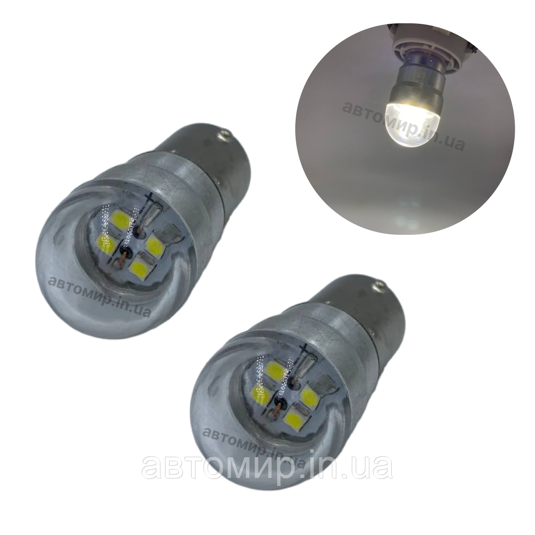 Світлодіодна лампа Харків з цоколем BA15s P21W 4 SMD 12V-24V Білий 2шт, фото 1