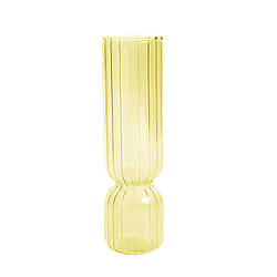 Ваза для квітів REMY-DEСOR скляна декоративна ваза Венді жовтого кольору висота 17 см для декору будинку
