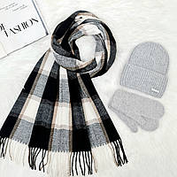 Комплект жіночий зимовий ангоровий (шапка+шарф+рукавиці) ODYSSEY 55-58 см сірий 13192 - 8064  - 4131