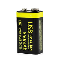 Аккумулятор Крона 850mAh 9v USB (Черный) (F-S)