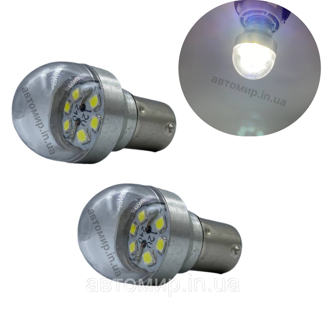 Світлодіодна лампа Харків з цоколем P21/5W R5 6 SMD 12V-24V білий 2шт