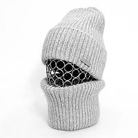 Комплект жіночий зимовий ангоровий (шапка+бафф) ODYSSEY 55-58 см Сірий 13192 - 13090