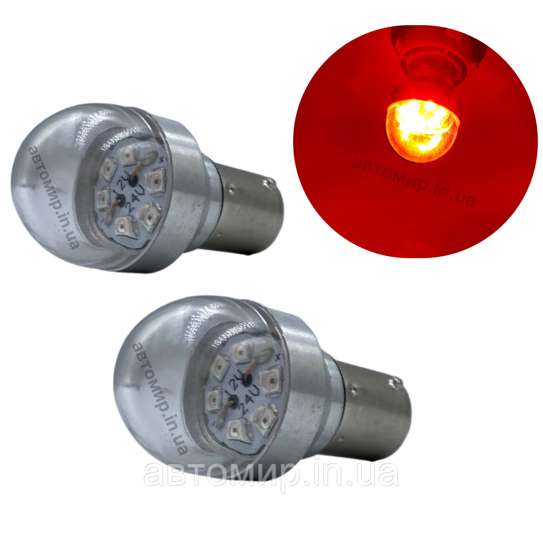 Світлодіодна лампа Харків з цоколем P21/5W R5 6 SMD 12V-24V червоний 2шт
