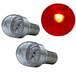 Світлодіодна лампа Харків з цоколем P21/5W R5 6 SMD 12V-24V червоний 2шт