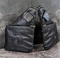 Кожаная мужская сумка кобура черного цвета AJ нагрудная сумка кобура кожаная