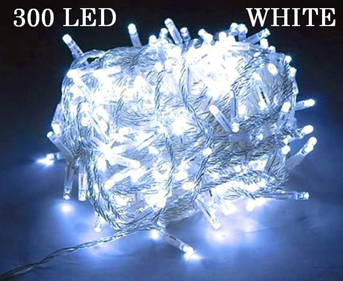 Світлодіодна гірлянда LED 300 White прозорий провід