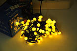 Світлодіодна гірлянда LED 100 Balls Yellow чорний провід, фото 4
