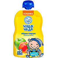 Детское пюре Чудо-Чадо Яблоко-персик с сахаром из 5 месяцев 90 г (4820016253636)