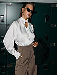 Жіноча стильна блузка в кольорах - тканина шовк Армані, фото 6
