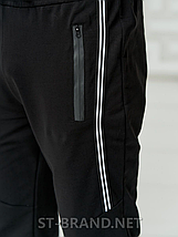 52,54. Чорні чоловічі трикотажні спортивні штани з манжетами, фото 2