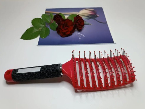 Гребінець-масажка для волосся продувна з прогумованою ручкою, фото 1