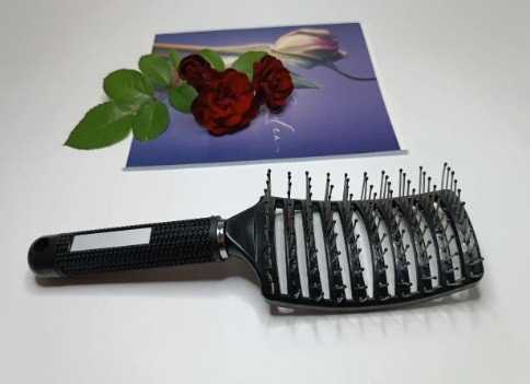 Гребінець-масажка для волосся продувна з прогумованою ручкою, фото 1