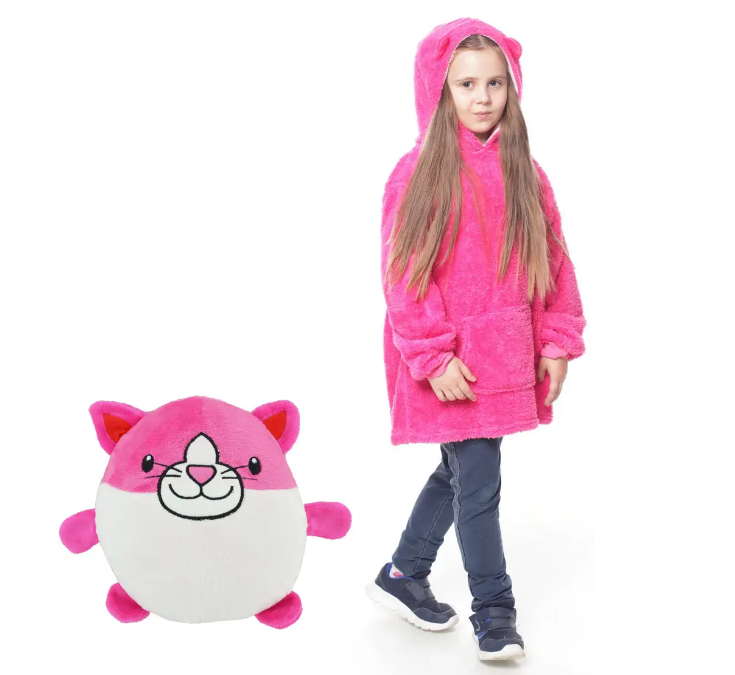 Дитячий худі-трансформер толстовка м'яка іграшка Huggle Pet Hoodies Rose Розмір 140