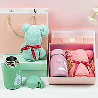 Подарочный набор (термокружка, полотенце, игрушка) Simple Life 3 в 1, Подарочный набор для женщин Бирюзовый