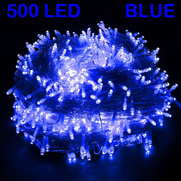 Світлодіодна гірлянда LED 500 Blue прозорий провід, фото 1