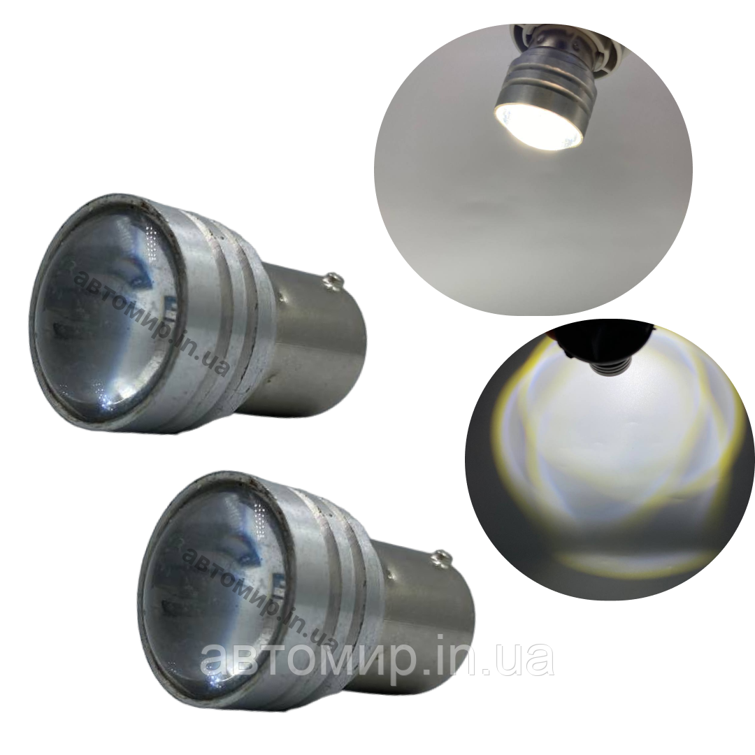 Світлодіодна лампа Харків з цоколем BA15s P21W R5 4 SMD 12V-24V лінза Білий 2шт, фото 1