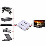 Конвертер HDMI2AV перехідник HDMI на 3RCA тюльпан upscaler FullHD White, фото 3