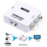 Конвертер HDMI2AV перехідник HDMI на 3RCA тюльпан upscaler FullHD White, фото 4