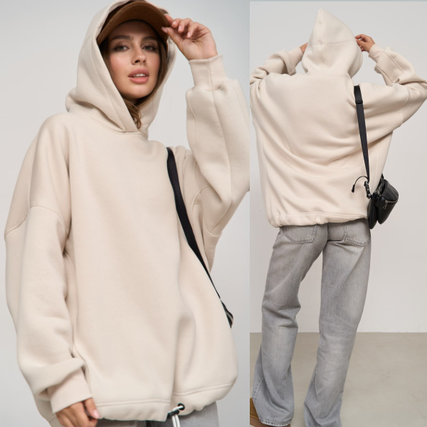 Тепла флісова жіноча кофта Худі OVERSIZE