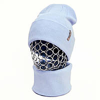 Комплект женский демисезонный вискозный шапка+шарф-снуд Odyssey 56-59 см голубой 12560 - 12601