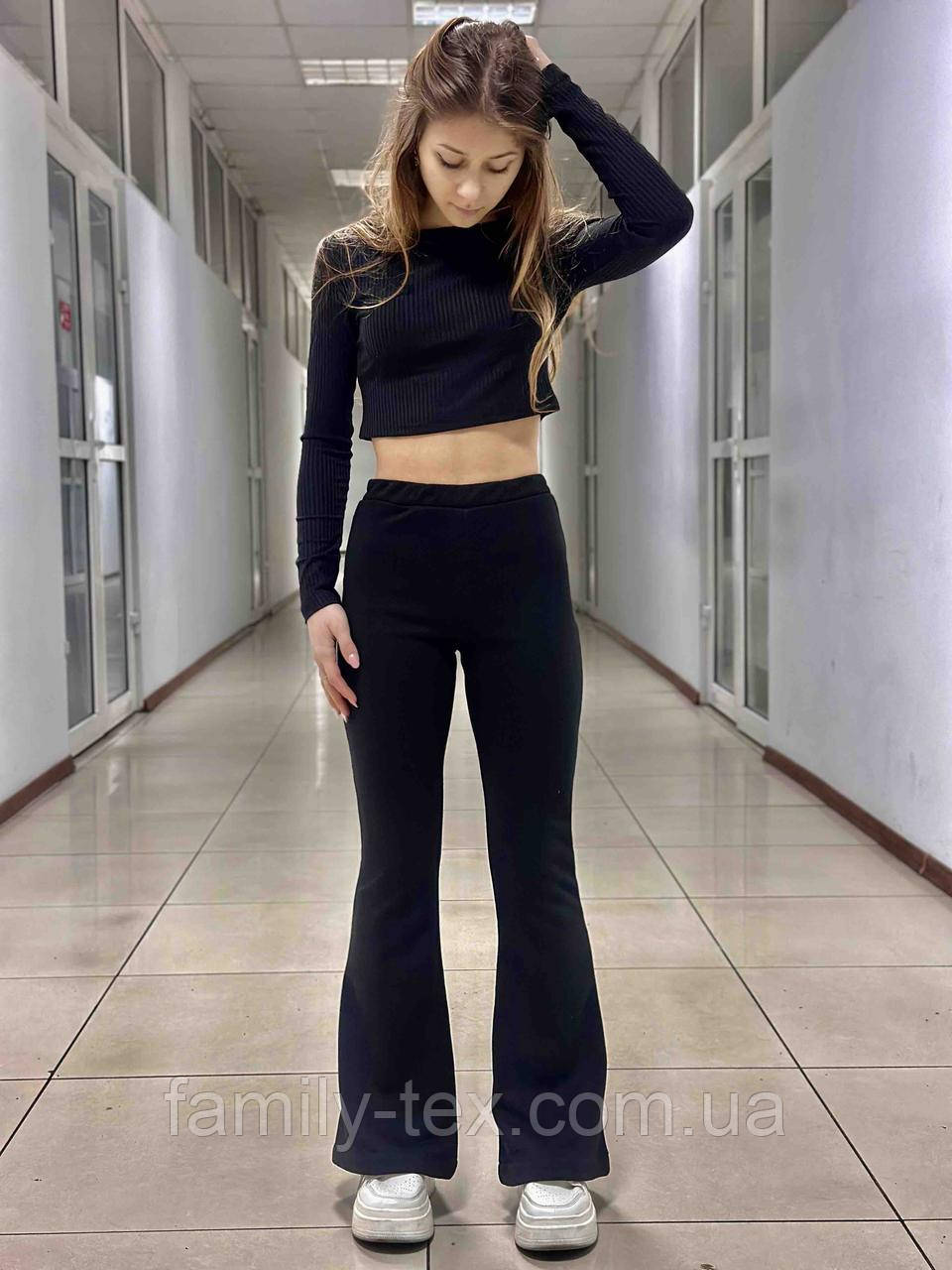 Штани легкий кльош, тринитка петля, розміри 34 — 42 на зріст 134-158 зріст, фото 1