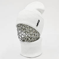 Комплект жіночий демісезонний котоновий шапка+шарф-снуд Odyssey 56-59 см білий 12289 - 12674